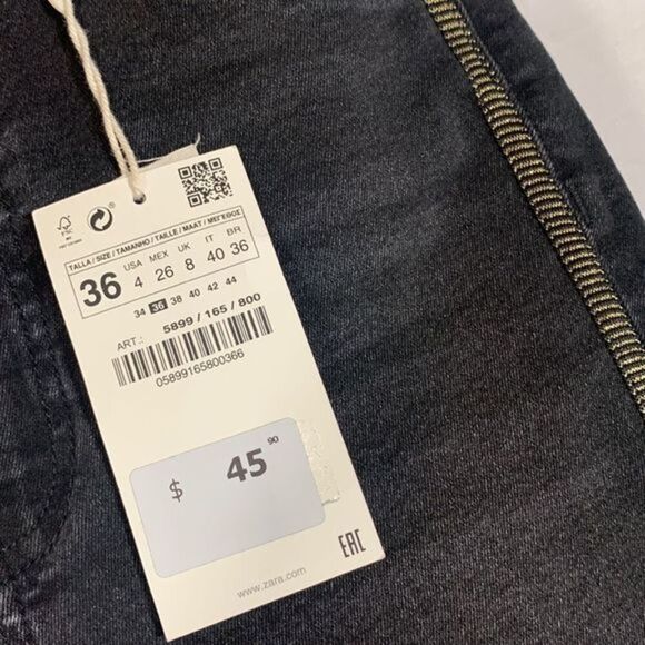 Zara Black High Rise Skinny Jeans NWT - Picture 9 of 9